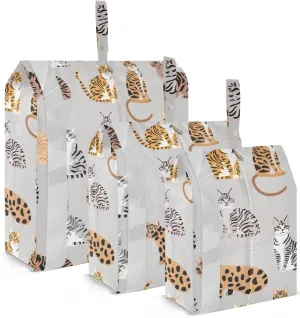 Funny Bengalcats Gray 3pcs Travel Packing Storage Bags Waterproof Garment Bag Closet Storage Travel Storage Bags Bed Room Organizers And Storage