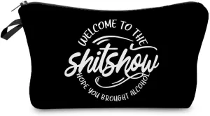 Funny Slogan Makeup Bag Small Organizer Zipper Pouch Welcome To The Show Cosmetic Bag Party Accessories Present for Friends Newcomers Women