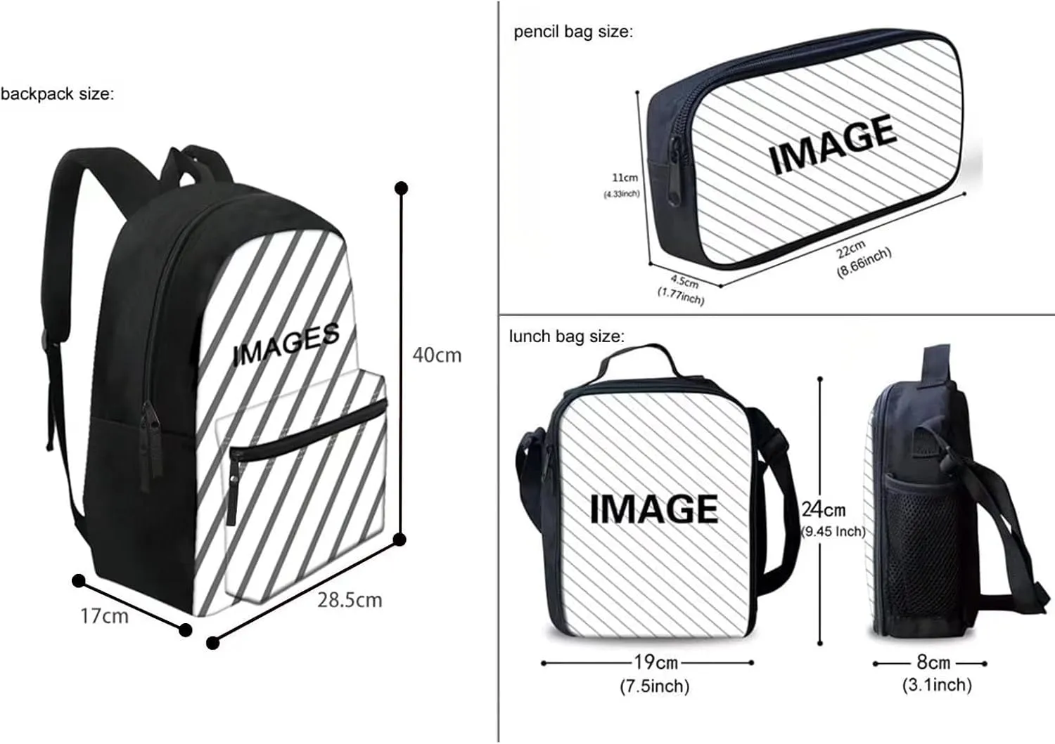 GIFTPUZZ 5 Pieces Dancing Skeleton Pattern School Bag Set Kids Boys Girls Backpack with Lunch Bag Cooler Insulated   Pencil Case Small Storage   Drawstring Bag   Keychain Bookbag Rusksack