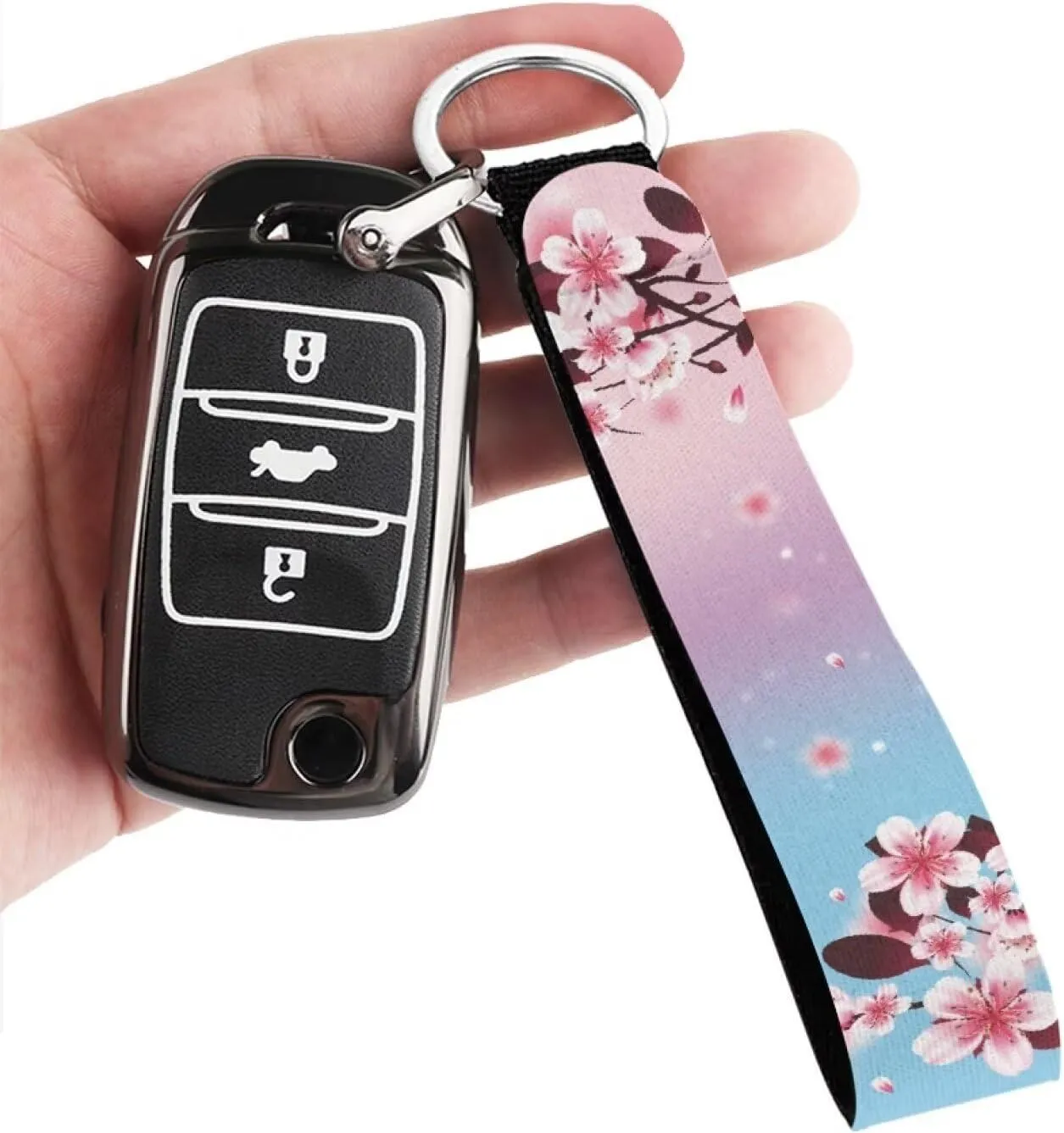 GIFTPUZZ Wristlet Keychain Neoprene Hand Wrist Lanyard Keyring Key Chains Metal Rings Clip Keys Holder for Women Men Kids