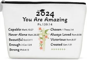 Graduation Gift, Graduation Gifts for Her, Congratulation Gift Makeup Bag Inspirational Class of 2024 Christian Gifts Religious Cosmetic Bag for Women Senior High College Graduate Nurse Lawyer
