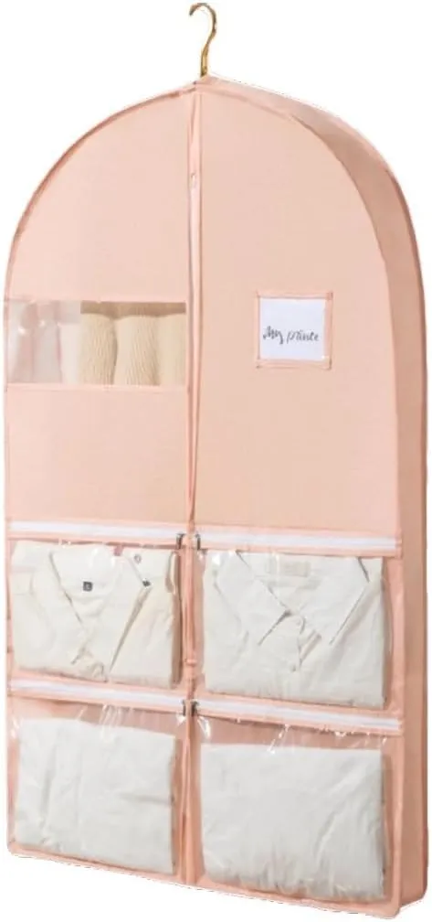 Habrur Clothes Cover 5 Pack 3.9" Gusseted Garment Bags for Travel with 4 Pockets Foldable Suit Bag Suit Bags (Color : Pink, Size : 60 * 10 * 100cm)