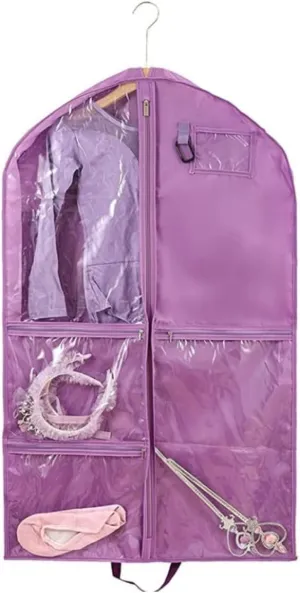 Habrur Clothes Cover Hanging Garment Bag With Zipper Pockets 40 Inch Clothes Bag Dance Costume Suit Bags (Color : Purple, Size : 2pcs)