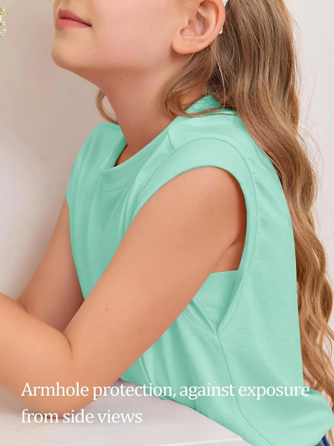 Haloumoning Girls Cap Sleeve Tops Summer Crewneck Tank Tops Cute T-Shirt Blouse 5-14 Years