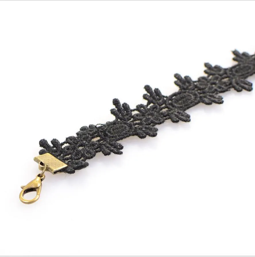 Handmade Black Vintage Lace Anklets