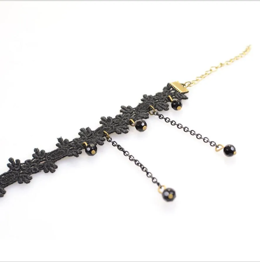 Handmade Black Vintage Lace Anklets