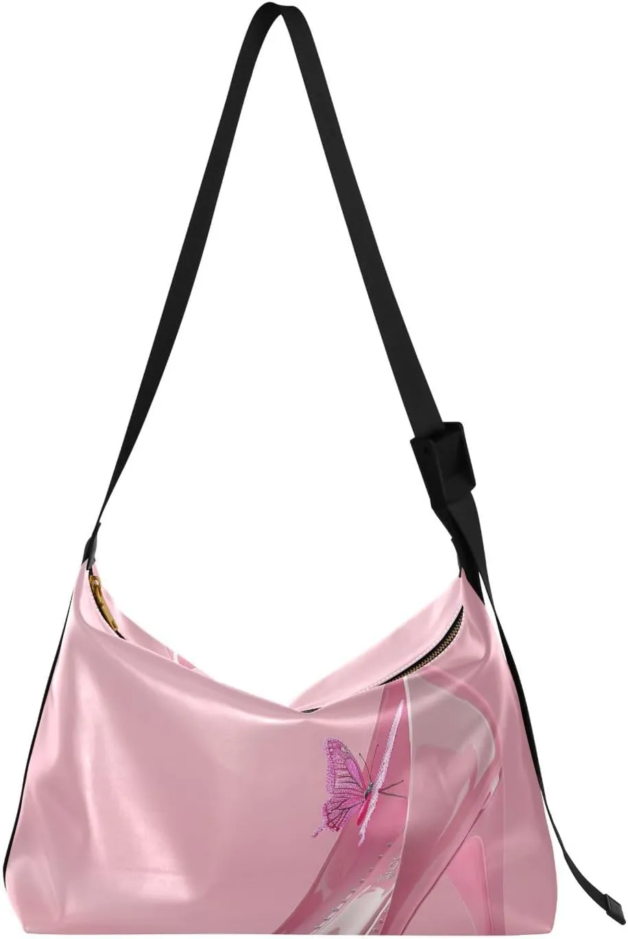 Heels Butterfly Pattern Shoulder Bag for Women Waterproof PU Leather Hobo Bags Crossbody Purse with Zipper Closure