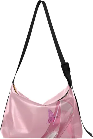 Heels Butterfly Pattern Shoulder Bag for Women Waterproof PU Leather Hobo Bags Crossbody Purse with Zipper Closure