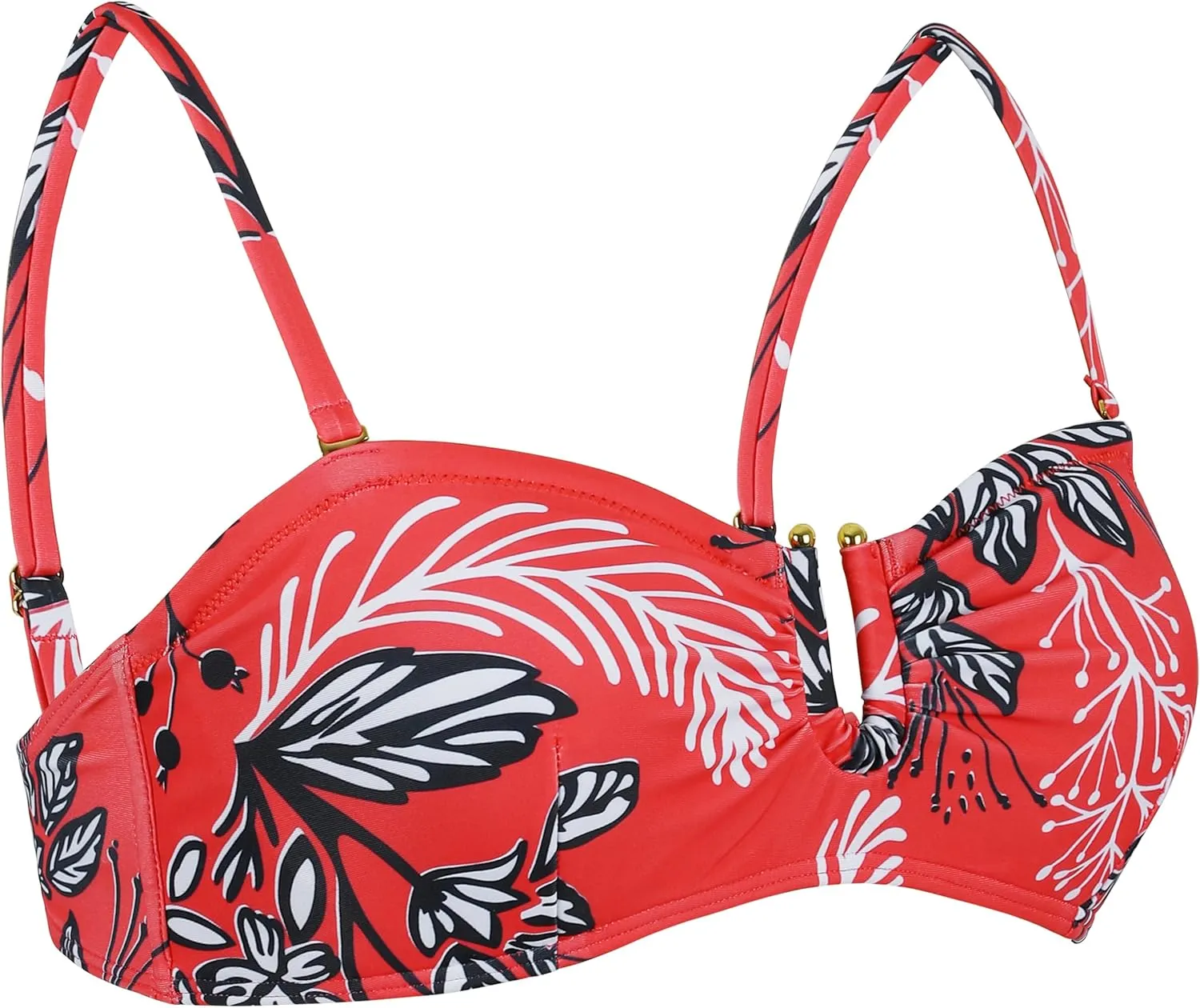 Hilor Women's Underwire Bikini Tops A-C Cup Push Up Supportive Swimsuit Top Bandeau Bathing Suit Swim Tops