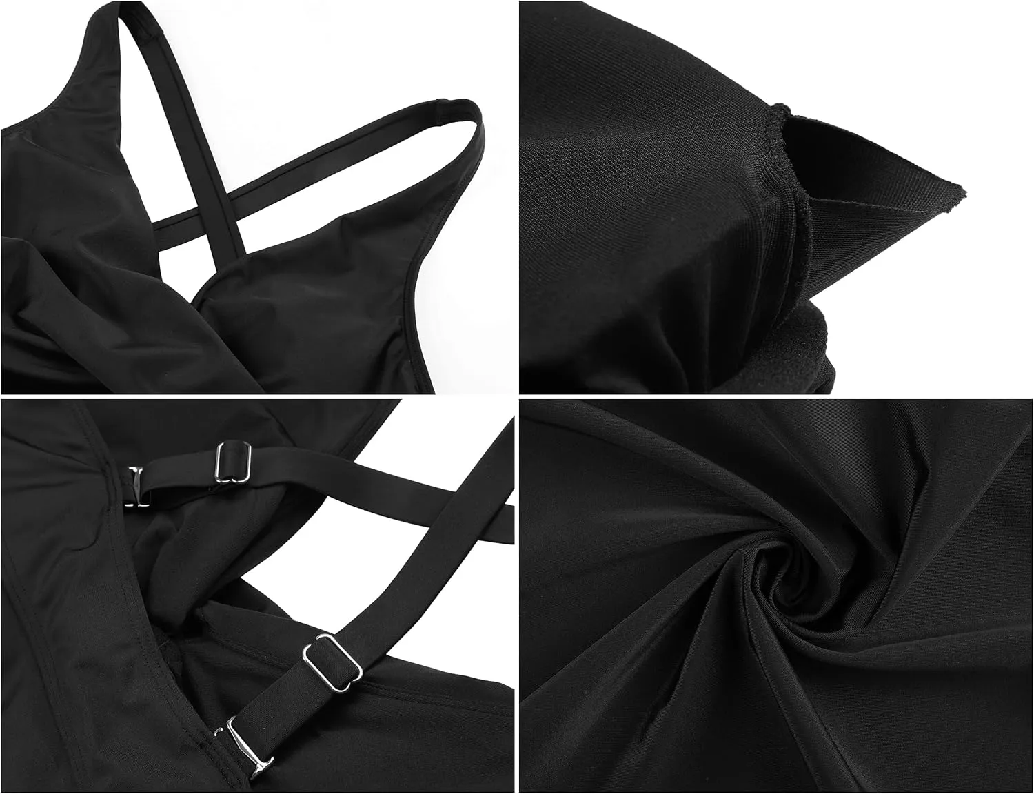 Hilor Women's Underwire Tankini Tops Tummy Control Swimsuits Crossover V Neck Swim Tops with Ruffle Hem