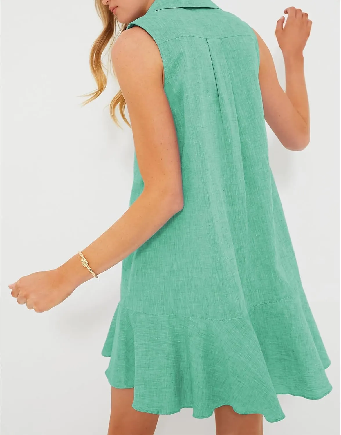 Hixiaohe Women Summer Shirt Dresses Casual Button Down Sleeveless Mini Dress for Women Beach Flowy Short Sundresses