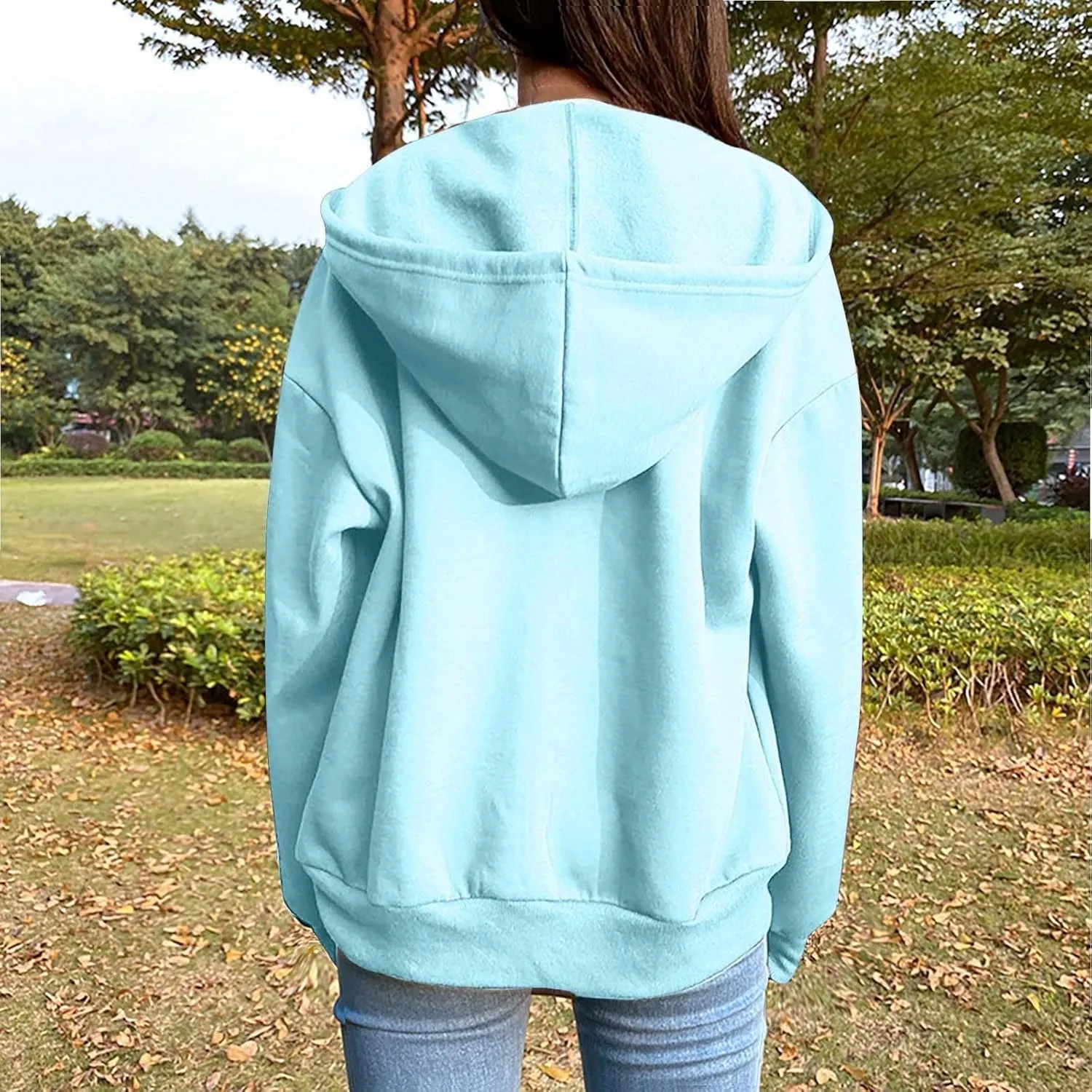 Hoodies Sweatshirts for Women 2024 Casual Long Sleeve Shirt Zip Up Fleece Hoodie Jacket Coat Fall Clothes with Pocket