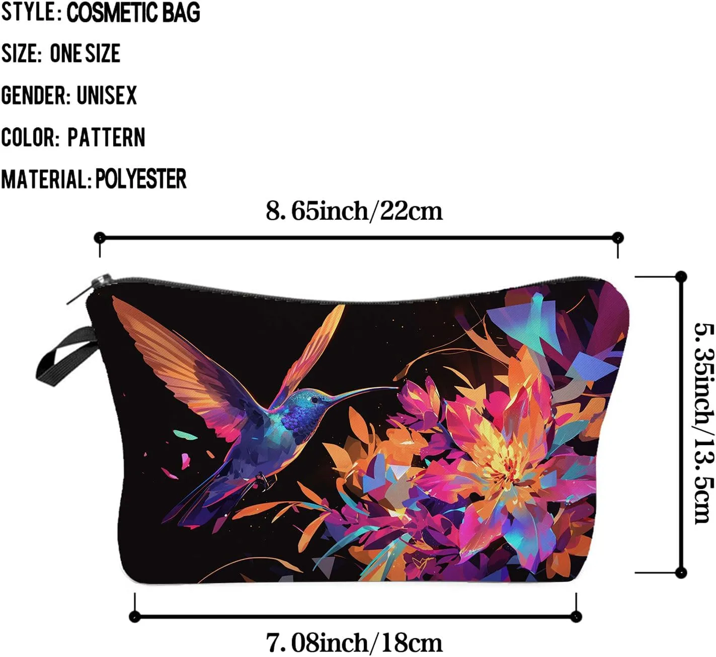Hummingbird Gift Hummingbird Makeup Bag Cute Small Makeup Organizer Bag Travel Toiletry Zipper Pouch Trochilus Cosmetic Bag Birthday Christmas Gift for Bird Lovers Women