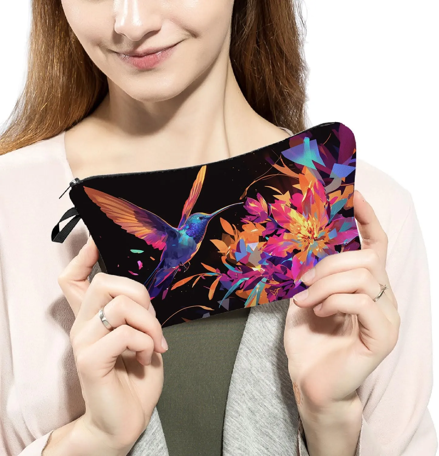 Hummingbird Gift Hummingbird Makeup Bag Cute Small Makeup Organizer Bag Travel Toiletry Zipper Pouch Trochilus Cosmetic Bag Birthday Christmas Gift for Bird Lovers Women