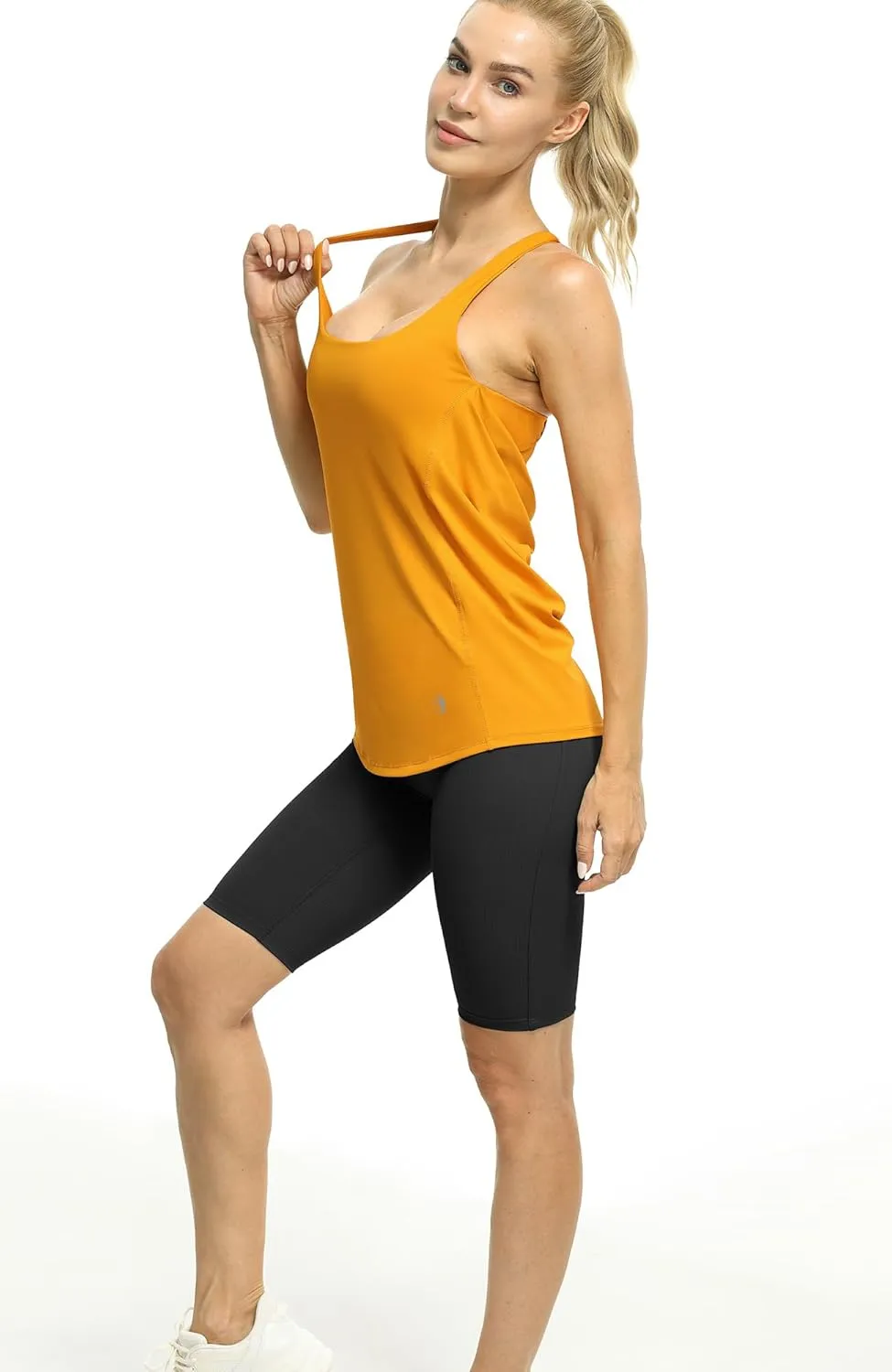 icyzone Workout Tank Tops Built in Bra - Women's Strappy Athletic Yoga Tops, Exercise Running Gym Shirts