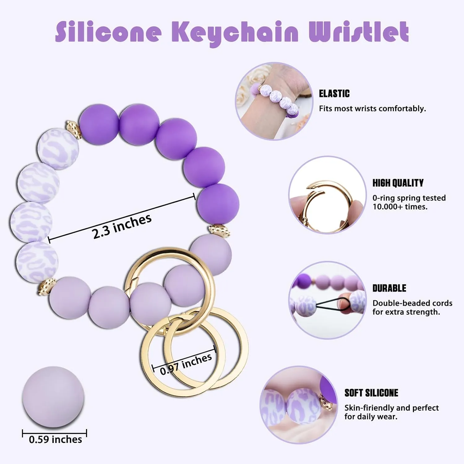 igvean Cute Keychains for Women Beaded Wristlet Keychain Chirstmas Valentine's Day Gifts for Women Key rings for Car Keys