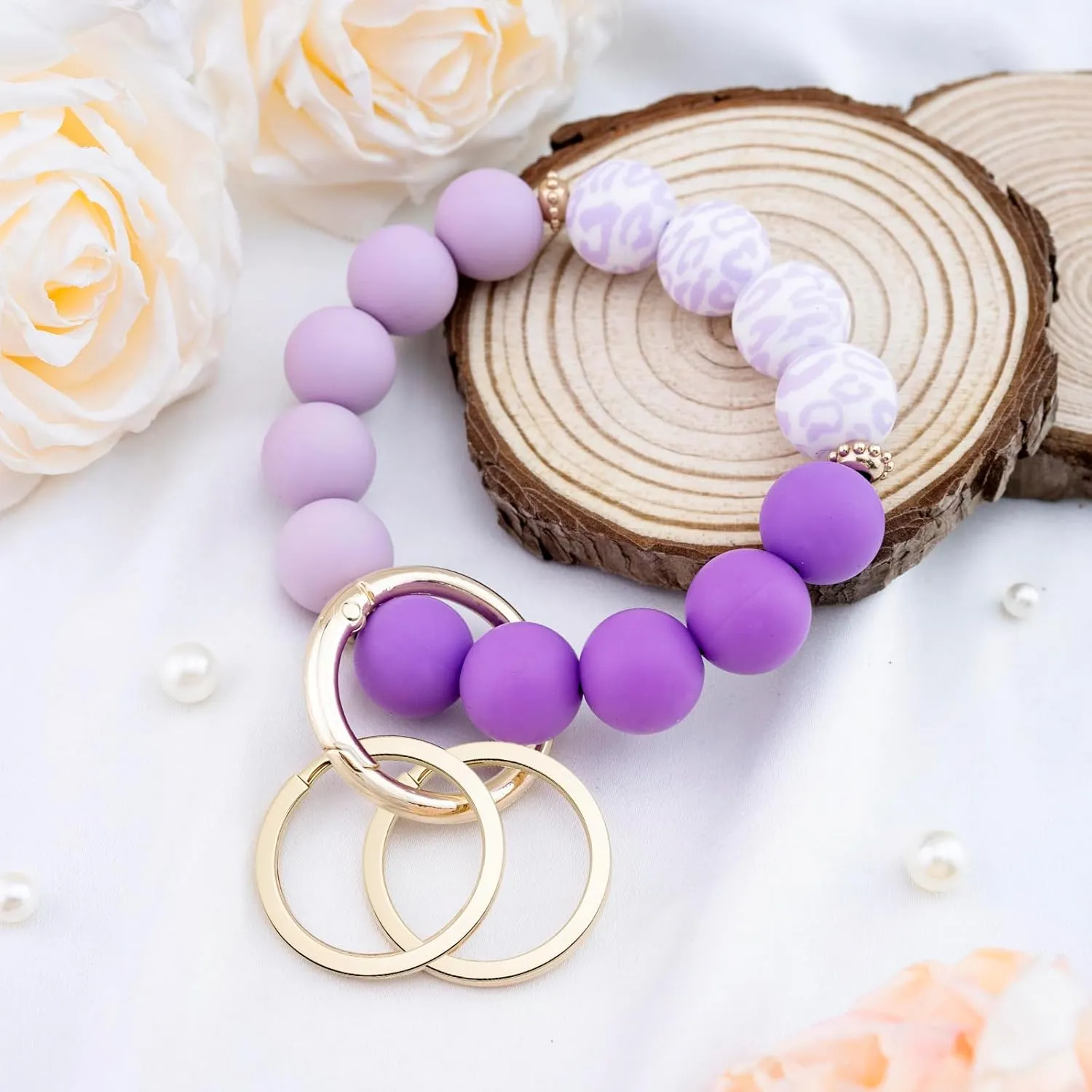 igvean Cute Keychains for Women Beaded Wristlet Keychain Chirstmas Valentine's Day Gifts for Women Key rings for Car Keys
