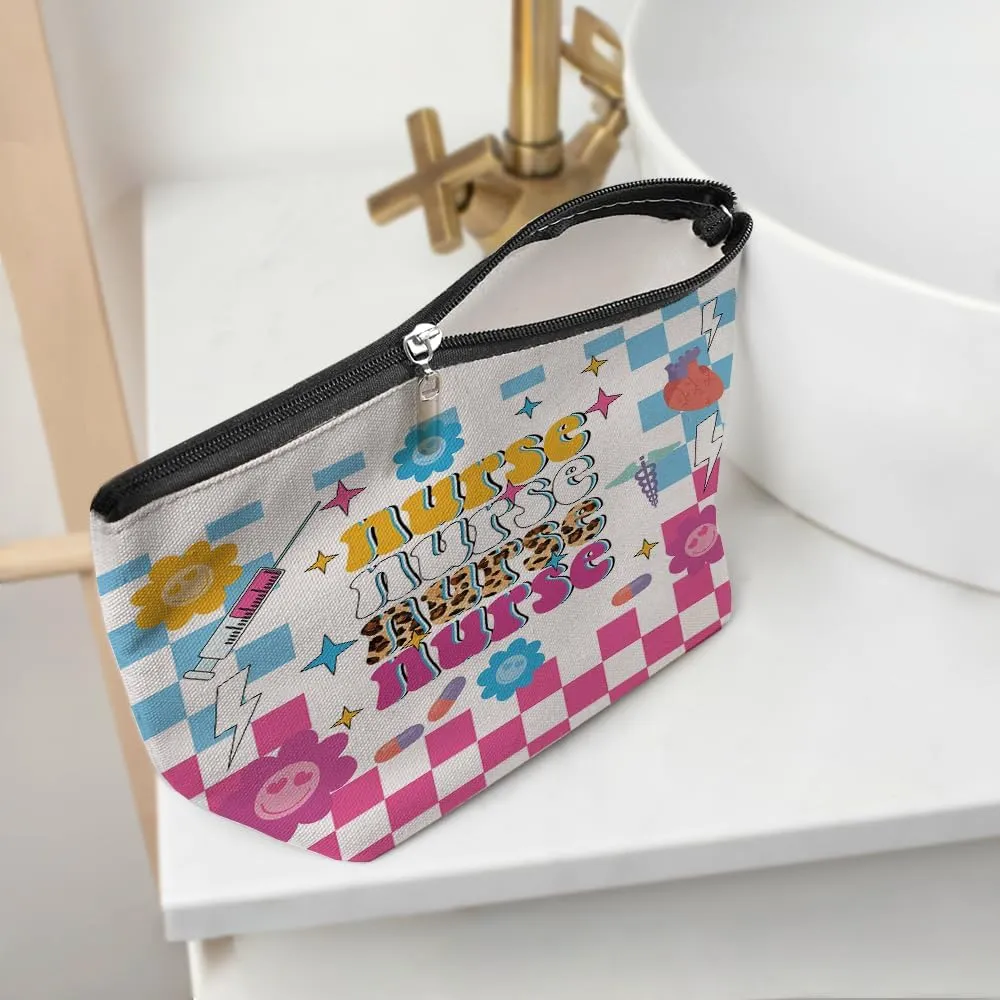 Inspirational Retro Nurse Makeup Bag Nurse Gifts Nurses Week Gifts Nurse Accessories for Work Nursing Nurse Appreciation Birthday Graduation Gifts Positive Cosmetic Bag Make up Bag for Women RN Nurse