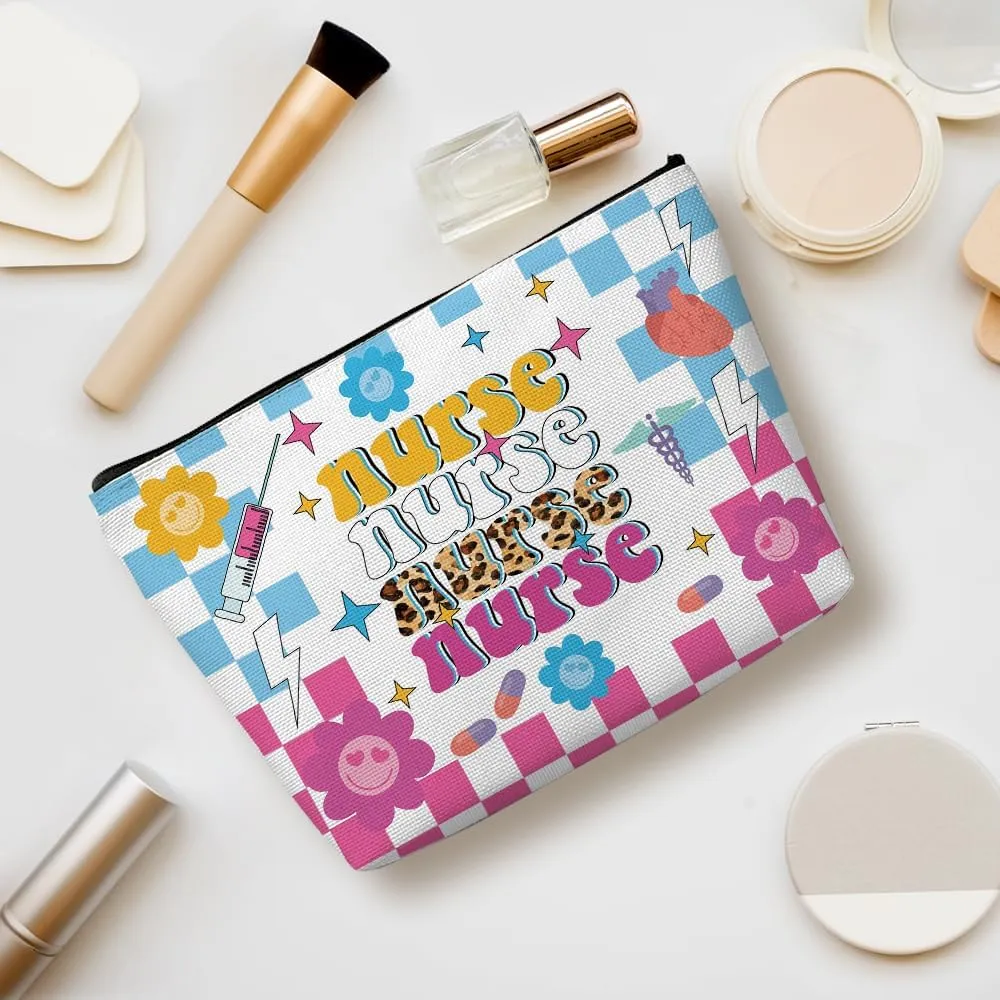 Inspirational Retro Nurse Makeup Bag Nurse Gifts Nurses Week Gifts Nurse Accessories for Work Nursing Nurse Appreciation Birthday Graduation Gifts Positive Cosmetic Bag Make up Bag for Women RN Nurse