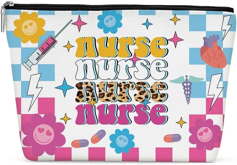 Inspirational Retro Nurse Makeup Bag Nurse Gifts Nurses Week Gifts Nurse Accessories for Work Nursing Nurse Appreciation Birthday Graduation Gifts Positive Cosmetic Bag Make up Bag for Women RN Nurse