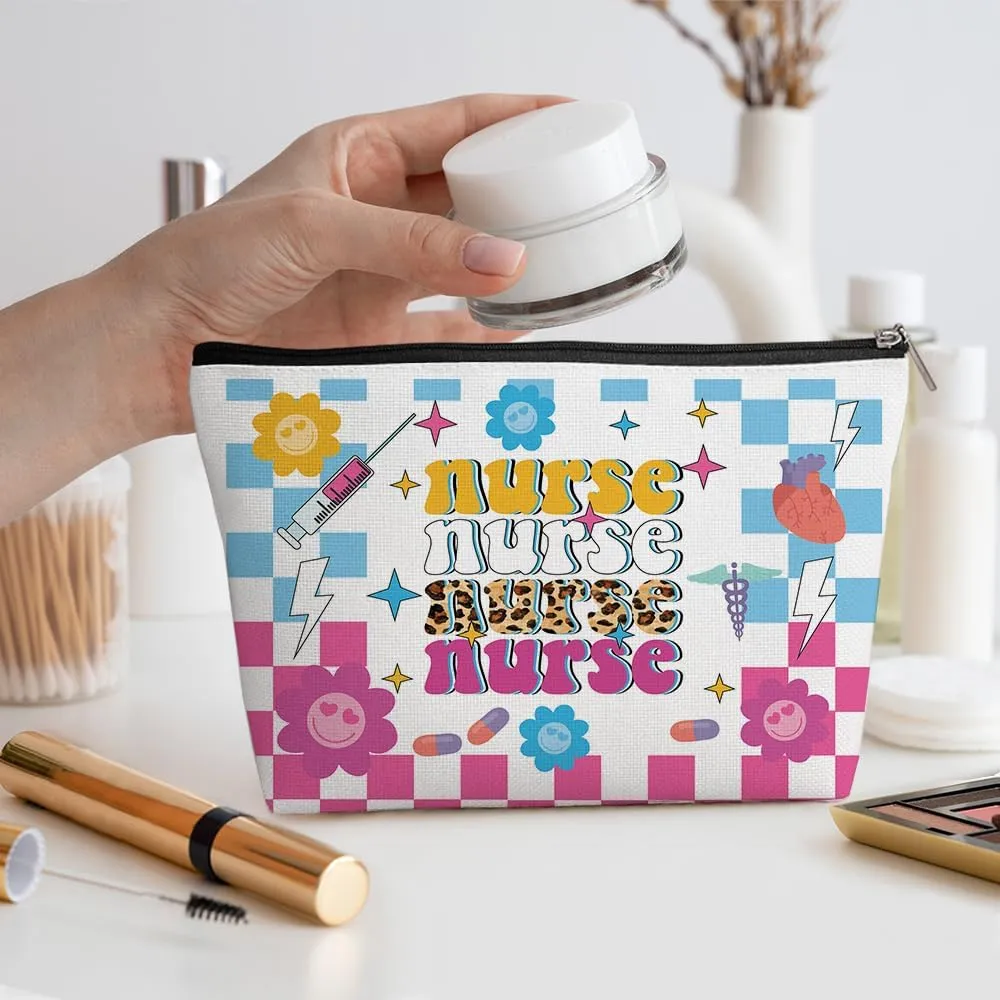 Inspirational Retro Nurse Makeup Bag Nurse Gifts Nurses Week Gifts Nurse Accessories for Work Nursing Nurse Appreciation Birthday Graduation Gifts Positive Cosmetic Bag Make up Bag for Women RN Nurse