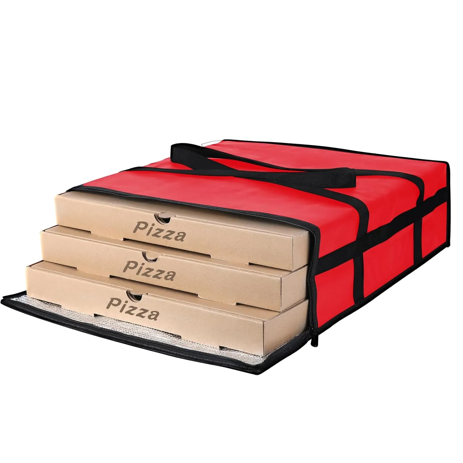 Insulated Pizza Delivery Bag for Carry Hot, 20" x 20" x 6" Carrier Warmer, Insulated Food Delivery Bag, Insulated Grocery Cooler Bags for Catering/Doordash, Commercial Food WarmersRed, 1Pk