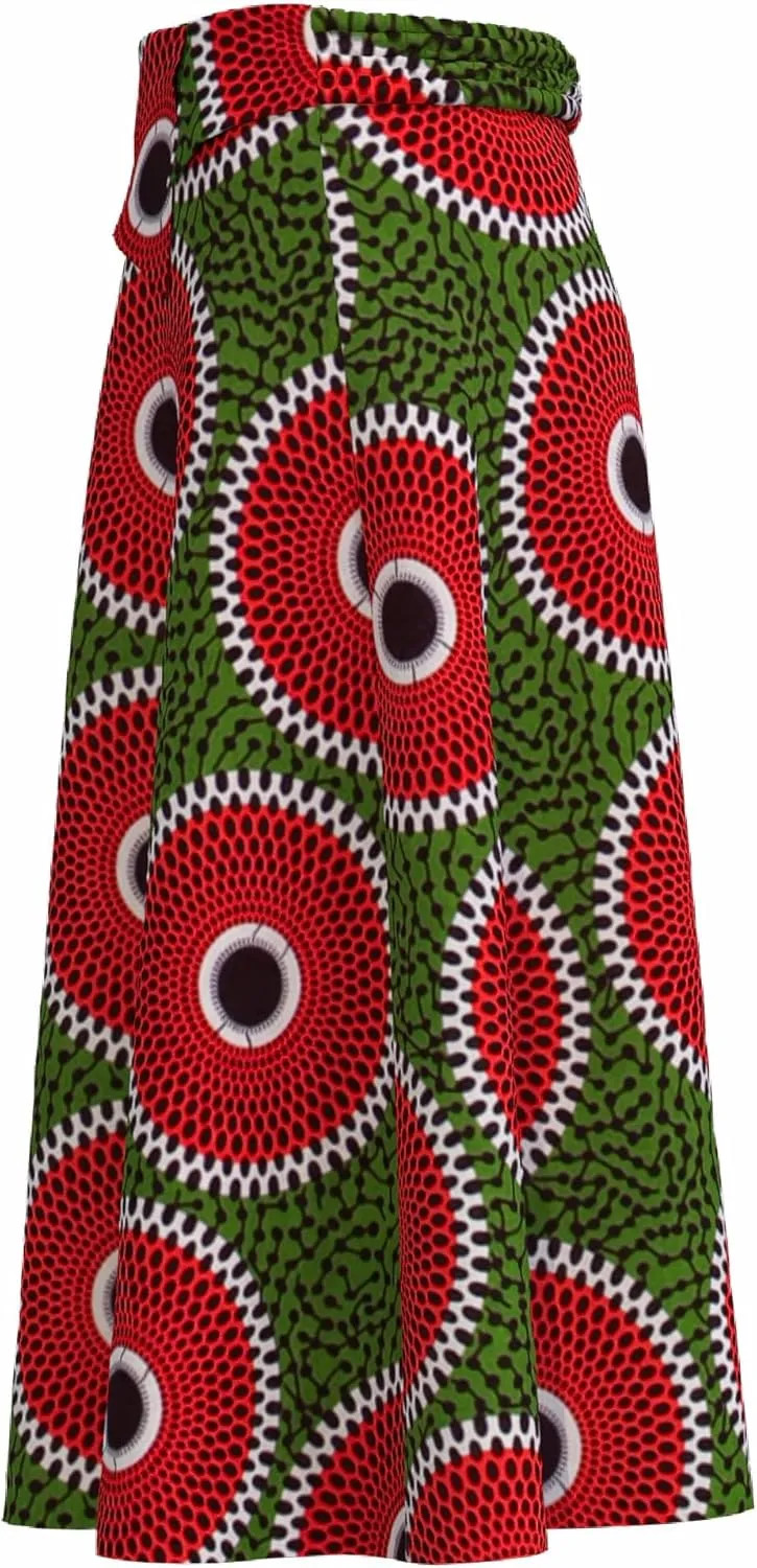 iooiooi African Skirt for Women Trendy High Waist Ankara Print Long Skirt for Ladies Party Clothing