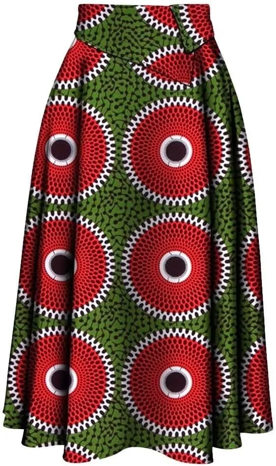 iooiooi African Skirt for Women Trendy High Waist Ankara Print Long Skirt for Ladies Party Clothing