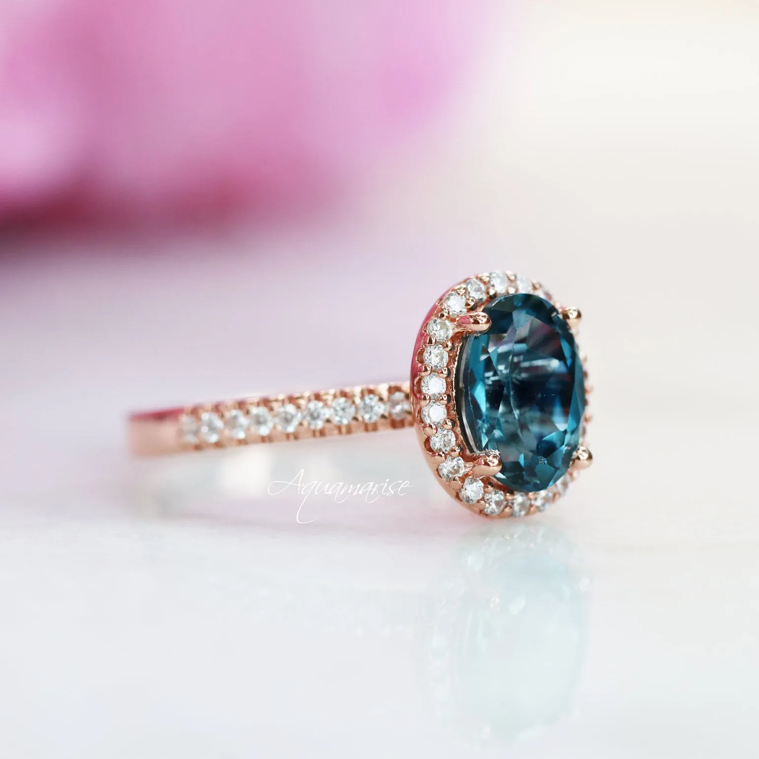 Iris London Blue Topaz Ring- 14K Rose Gold Vermeil