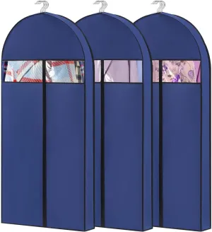 IRYZE Garment Bag for Travel, 3pcs Garment Bags With 4"" Gussets Suit Bags Closet Hanging Clothes Storage Suit Luggage Bag (Color : Blue, Size : 125 * 60 * 10cm)