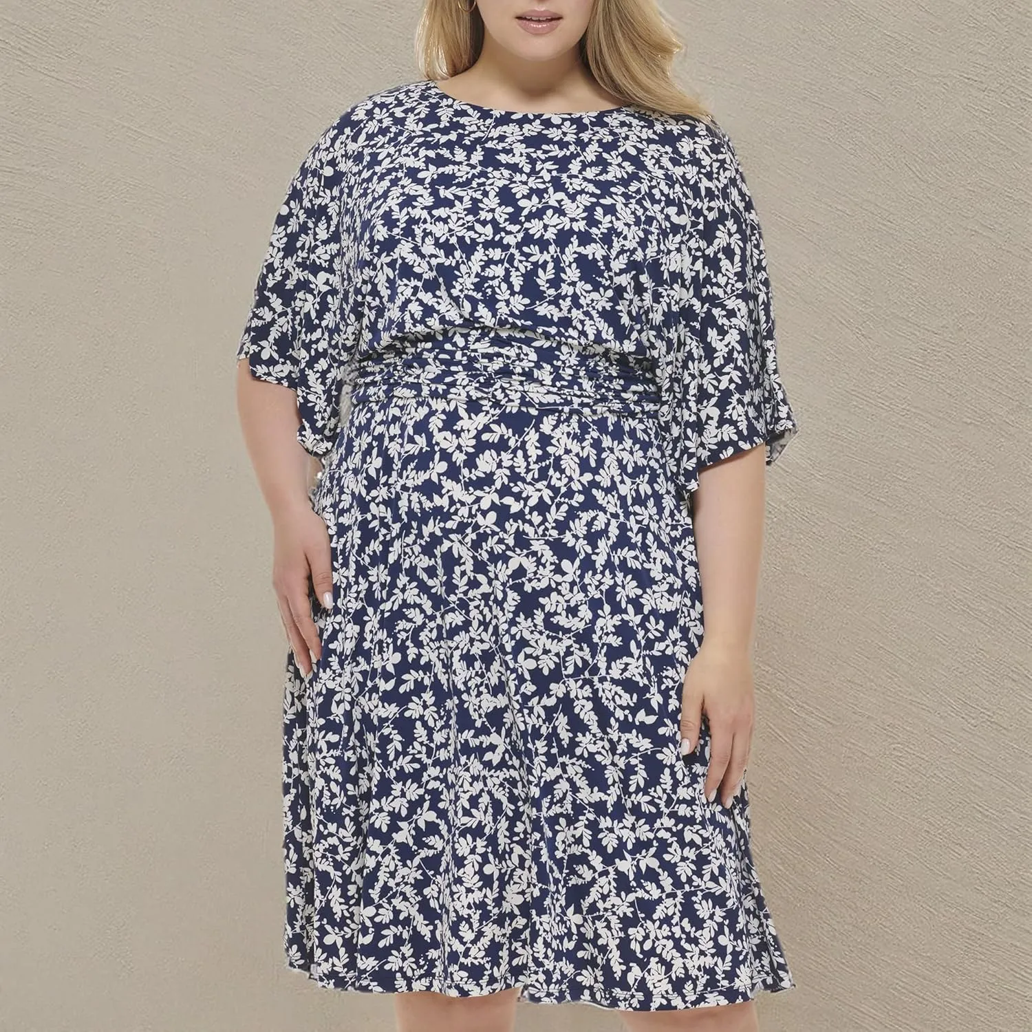 Jessica Howard Women's Printed Knit Jersey Midi Elbow Sleeve-Desk to Dinner