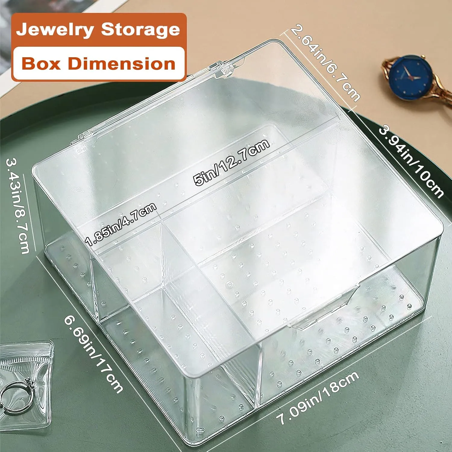 Jewelry Organizers for Women, Clear Acrylic Drawer Organizer Box with 10 Large Bags for Bracelet, 30 Middle Bags for Necklace, 20 Small Bags for Ring, Earring Storage Box