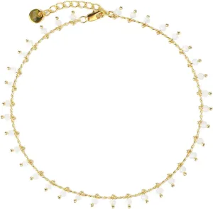 KELITCH Gold Plated Chain Anklets Adjustable Retro Beaded Crystal Anklets Beach Jewelry for Women Anklets