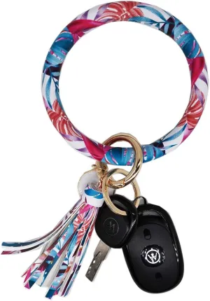 Keychain Bracelet Wristlet Bangle Key Holder Round Keyring Leather Tassel Key Ring Chain for Women Girls