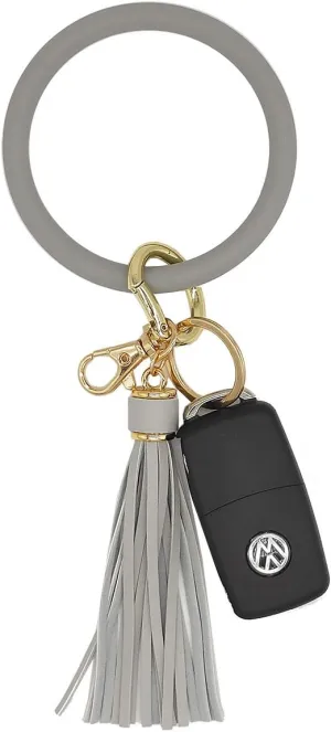 Keychain Bracelet Wristlet Bangle Silicone Key Holder Round Keyring Tassel Key Ring Chain for Women Girls