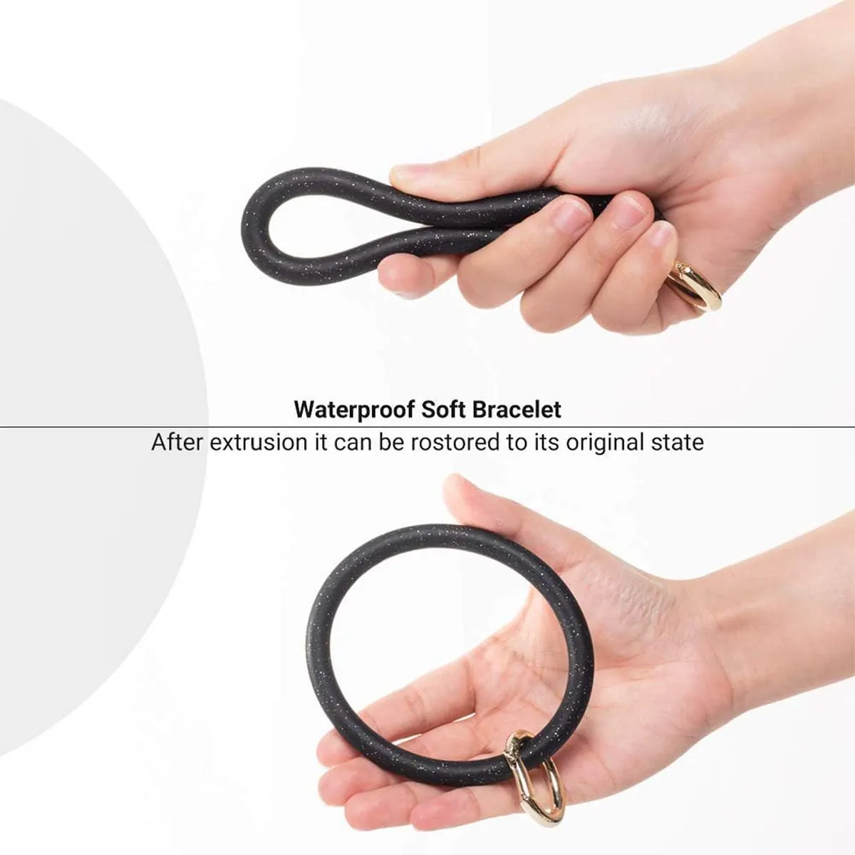 Keychain Bracelet Wristlet Bangle Silicone Key Holder Round Keyring Tassel Key Ring Chain for Women Girls