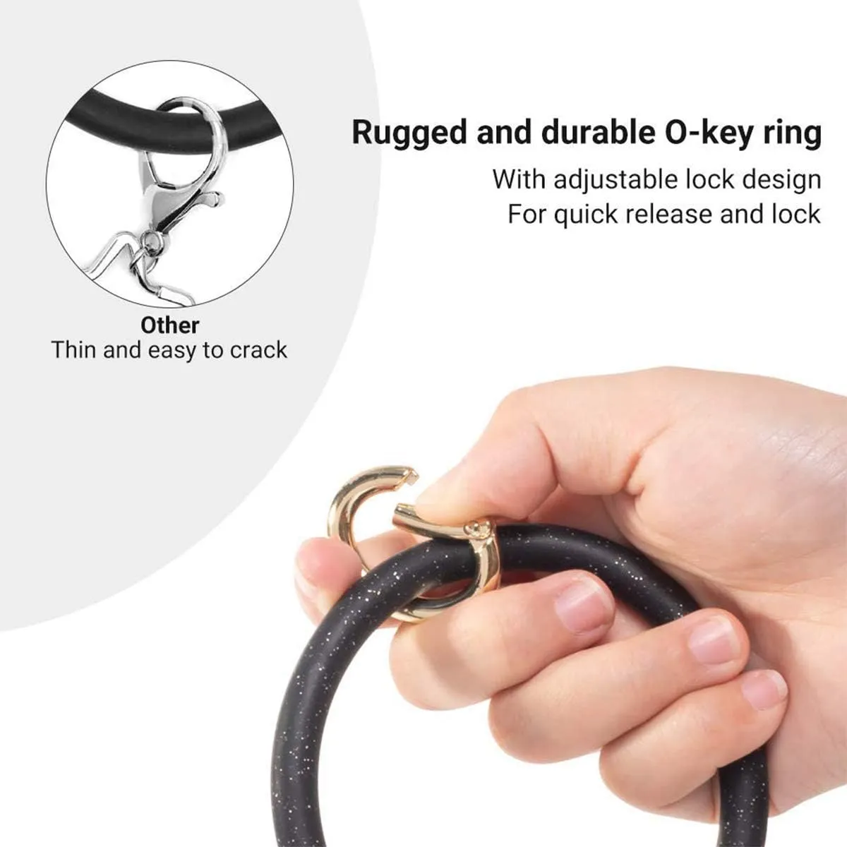 Keychain Bracelet Wristlet Bangle Silicone Key Holder Round Keyring Tassel Key Ring Chain for Women Girls