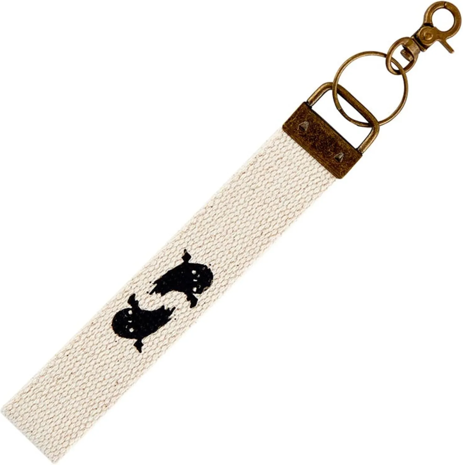 Keychain by Heartfelt - Key Rings - Canvas Wristlet Strap Lanyard Key Chain, 8.75-Inch, Hey Boo