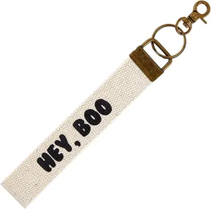 Keychain by Heartfelt - Key Rings - Canvas Wristlet Strap Lanyard Key Chain, 8.75-Inch, Hey Boo