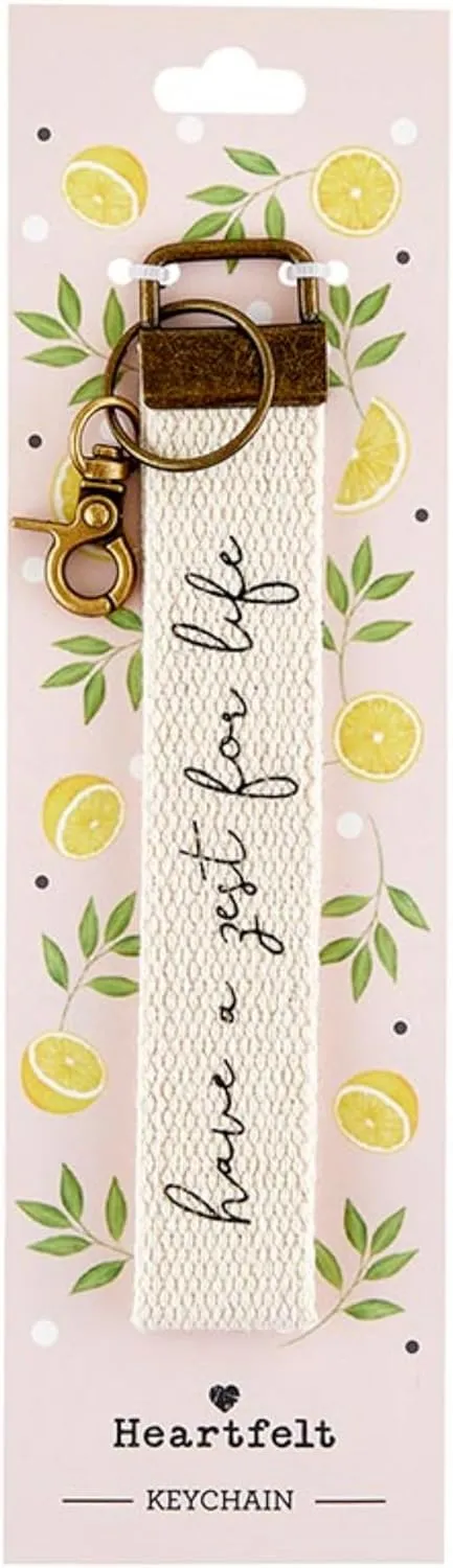 Keychain by Heartfelt - Key Rings - Canvas Wristlet Strap Lanyard Key Chain, 8.75-Inch, Zest For