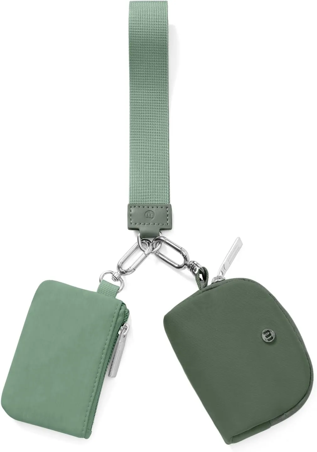 Keychain Wallet Mini Zip Around Wristlet Wallets for Women Detachable Dual Pouch Wristlet Portable Coin Purse Small Wallets