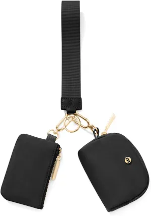 Keychain Wallet Mini Zip Around Wristlet Wallets for Women Detachable Dual Pouch Wristlet Portable Coin Purse Small Wallets