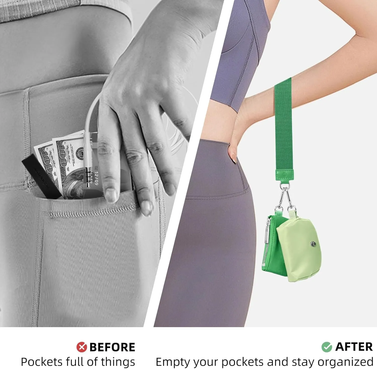 Keychain Wallet Mini Zip Around Wristlet Wallets for Women Detachable Dual Pouch Wristlet Portable Coin Purse Small Wallets
