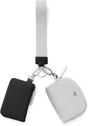 Keychain Wallet Mini Zip Around Wristlet Wallets for Women Detachable Dual Pouch Wristlet Portable Coin Purse Small Wallets