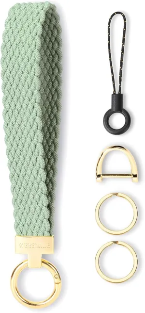Keychain Wristlet, Stretchy Key Chain for Car Keys with 2 Keyrings and D ring, Cute Wrist Lanyard for Women Men