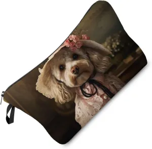 Lady Cockapoo Makeup Bag Vintage Cockapoo Puppy Small Organizer Bag Zipper Pouch Cockapoo Lady Cosmetic Bag Present for Dog Lovers Dog Mom Women Friends