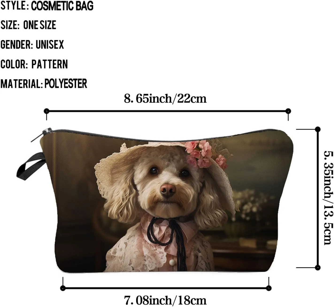 Lady Cockapoo Makeup Bag Vintage Cockapoo Puppy Small Organizer Bag Zipper Pouch Cockapoo Lady Cosmetic Bag Present for Dog Lovers Dog Mom Women Friends