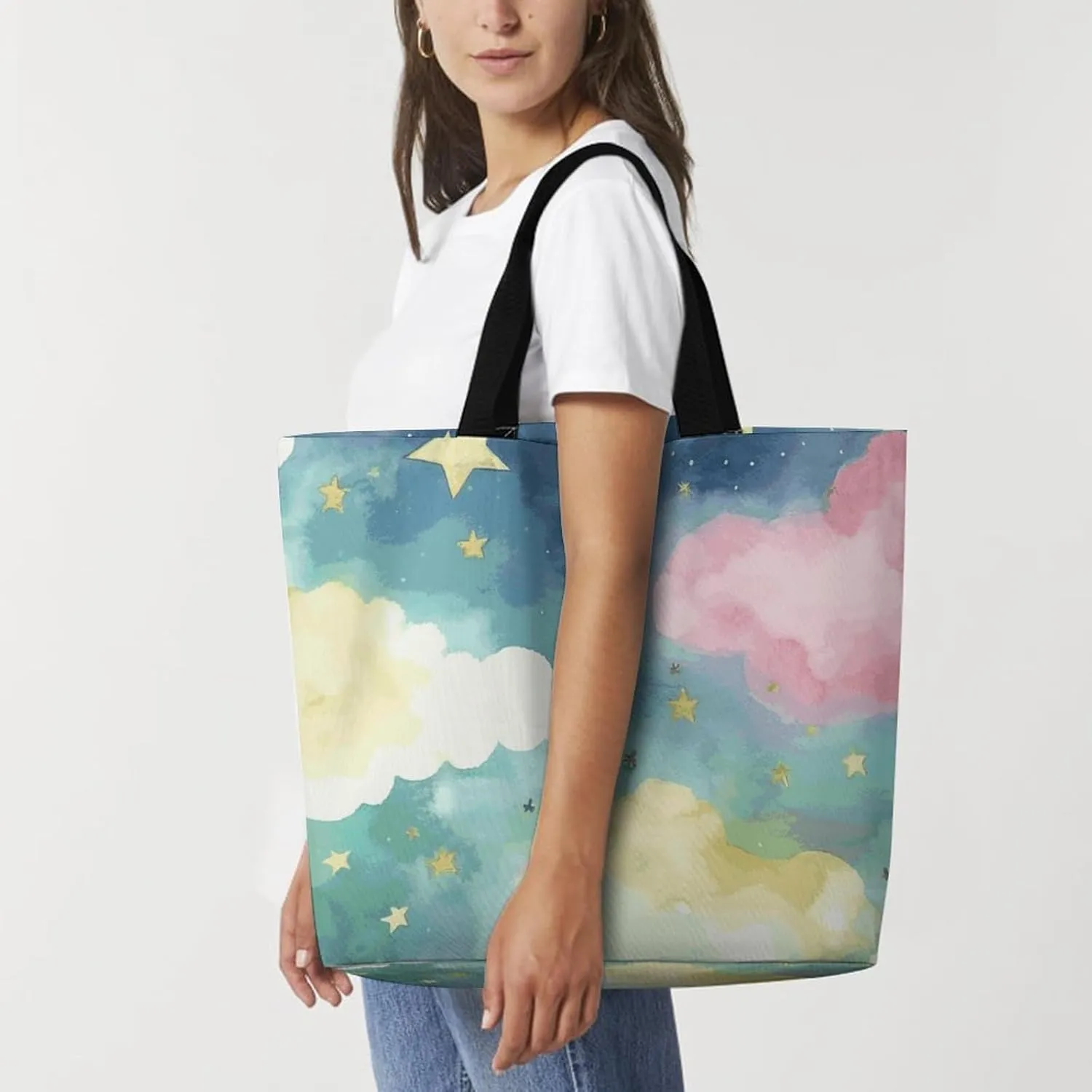 Large Capacity Shopping Bag Shells And Sand Canvas Grocery Bags Foldable Tote Bag