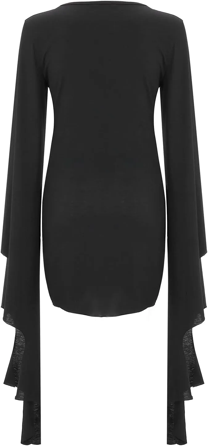 LCMTWX Halloween Costumes for Women Cold Shoulder Butterfly Sleeve Costumes Mesh Lace Light Long Sleeve Dresses for