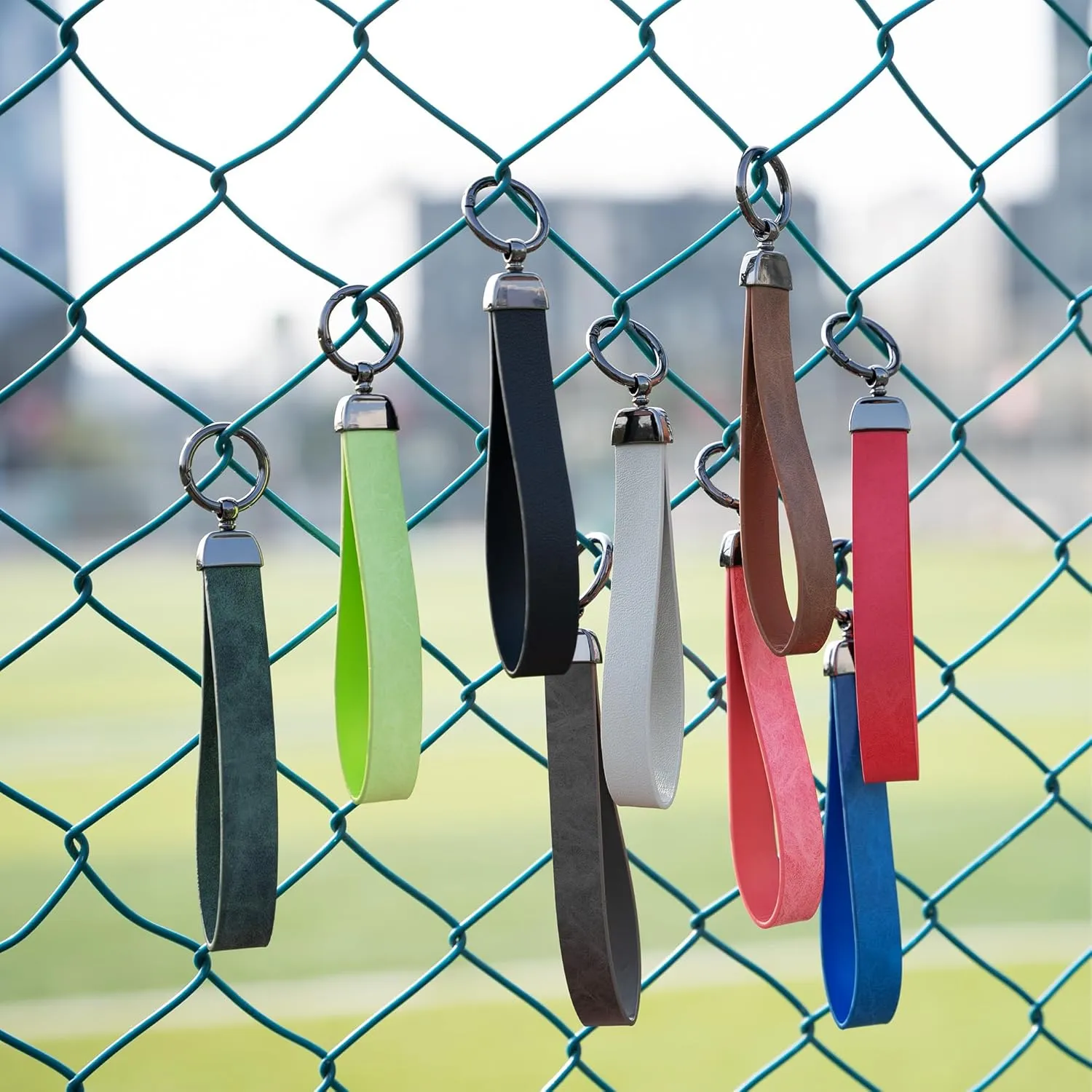 Leather Wristlet Keychain, 2 Key Rings, Anti-Lost D Ring, Keychain Clip